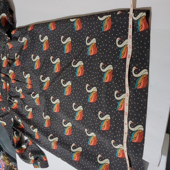 Fossil Silk Shift Brown Dress Swan Polka Dot Size XS - Picture 12 of 12